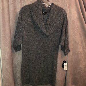 Grey sweater tunic with cowl neck
